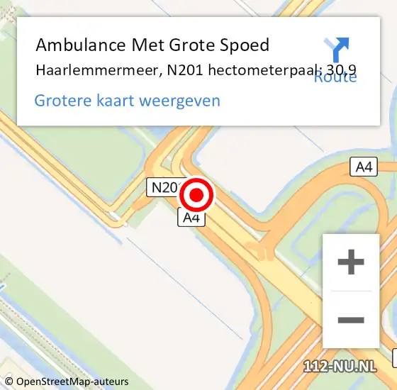 Locatie op kaart van de 112 melding: Ambulance Met Grote Spoed Naar Haarlemmermeer, N201 hectometerpaal: 30,9 op 4 juli 2021 18:32