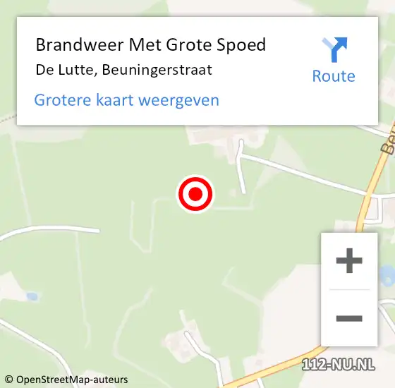 Locatie op kaart van de 112 melding: Brandweer Met Grote Spoed Naar De Lutte, Beuningerstraat op 4 juli 2021 19:29