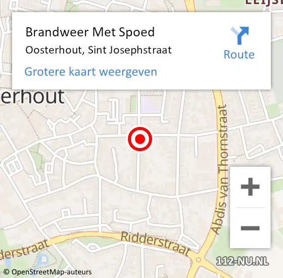 Locatie op kaart van de 112 melding: Brandweer Met Spoed Naar Oosterhout, Sint Josephstraat op 4 juli 2021 19:33