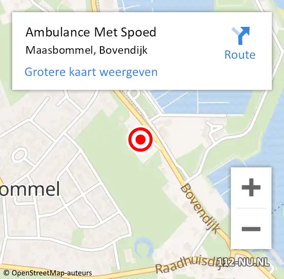 Locatie op kaart van de 112 melding: Ambulance Met Spoed Naar Maasbommel, Bovendijk op 4 juli 2021 19:36