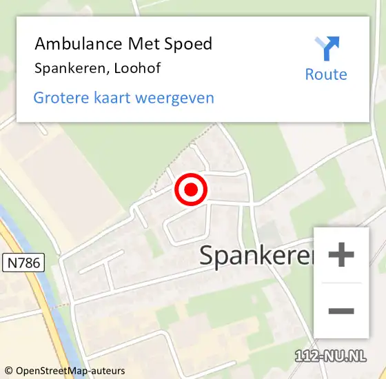 Locatie op kaart van de 112 melding: Ambulance Met Spoed Naar Spankeren, Loohof op 4 juli 2021 19:49