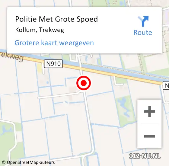 Locatie op kaart van de 112 melding: Politie Met Grote Spoed Naar Kollum, Trekweg op 4 juli 2021 20:08