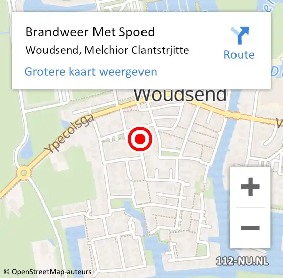 Locatie op kaart van de 112 melding: Brandweer Met Spoed Naar Woudsend, Melchior Clantstrjitte op 4 juli 2021 20:15