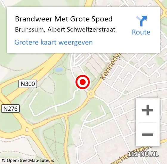 Locatie op kaart van de 112 melding: Brandweer Met Grote Spoed Naar Brunssum, Albert Schweitzerstraat op 4 juli 2021 20:37