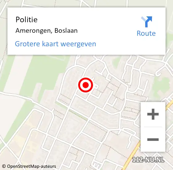 Locatie op kaart van de 112 melding: Politie Amerongen, Boslaan op 4 juli 2021 20:49