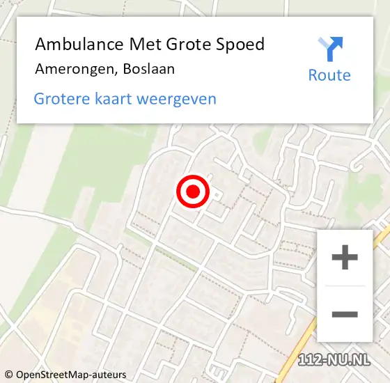 Locatie op kaart van de 112 melding: Ambulance Met Grote Spoed Naar Amerongen, Boslaan op 4 juli 2021 20:50