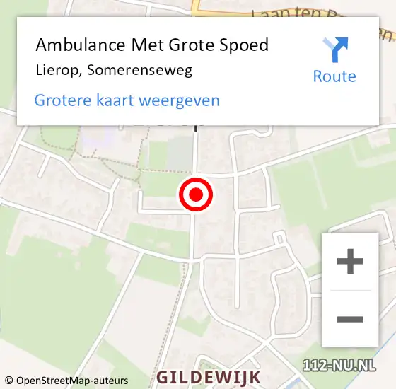 Locatie op kaart van de 112 melding: Ambulance Met Grote Spoed Naar Lierop, Somerenseweg op 4 juli 2021 21:11