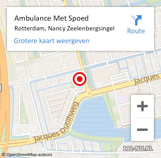 Locatie op kaart van de 112 melding: Ambulance Met Spoed Naar Rotterdam, Nancy Zeelenbergsingel op 4 juli 2021 21:13