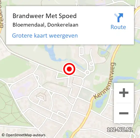 Locatie op kaart van de 112 melding: Brandweer Met Spoed Naar Bloemendaal, Donkerelaan op 4 juli 2021 21:21