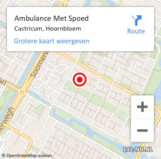 Locatie op kaart van de 112 melding: Ambulance Met Spoed Naar Castricum, Hoornbloem op 4 juli 2021 21:27