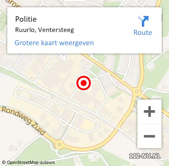 Locatie op kaart van de 112 melding: Politie Ruurlo, Ventersteeg op 4 juli 2021 21:36