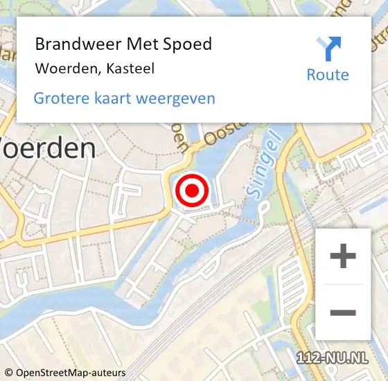 Locatie op kaart van de 112 melding: Brandweer Met Spoed Naar Woerden, Kasteel op 4 juli 2021 21:37