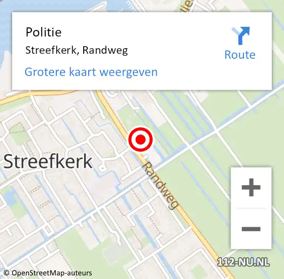 Locatie op kaart van de 112 melding: Politie Streefkerk, Randweg op 4 juli 2021 21:53