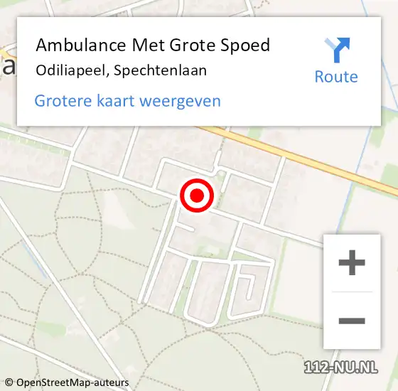 Locatie op kaart van de 112 melding: Ambulance Met Grote Spoed Naar Odiliapeel, Spechtenlaan op 15 juni 2014 11:48