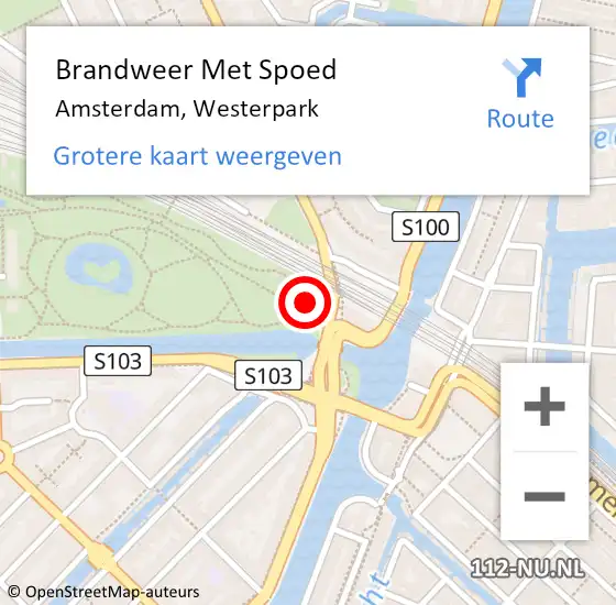 Locatie op kaart van de 112 melding: Brandweer Met Spoed Naar Amsterdam, Westerpark op 4 juli 2021 22:15