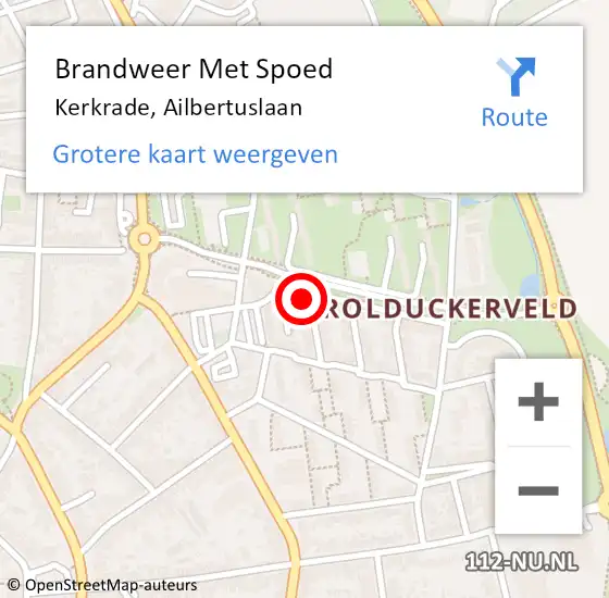 Locatie op kaart van de 112 melding: Brandweer Met Spoed Naar Kerkrade, Ailbertuslaan op 4 juli 2021 22:21