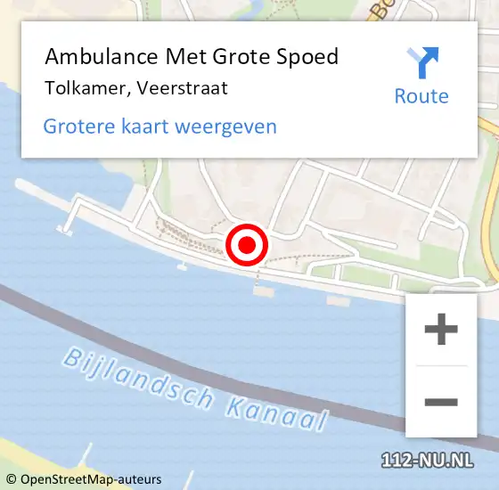 Locatie op kaart van de 112 melding: Ambulance Met Grote Spoed Naar Tolkamer, Veerstraat op 4 juli 2021 22:46