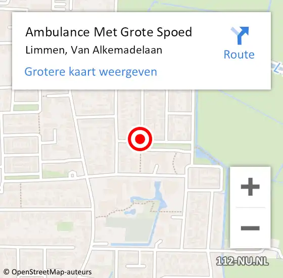 Locatie op kaart van de 112 melding: Ambulance Met Grote Spoed Naar Limmen, Van Alkemadelaan op 4 juli 2021 23:00