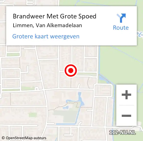 Locatie op kaart van de 112 melding: Brandweer Met Grote Spoed Naar Limmen, Van Alkemadelaan op 4 juli 2021 23:30