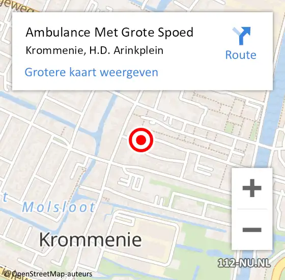 Locatie op kaart van de 112 melding: Ambulance Met Grote Spoed Naar Krommenie, H.D. Arinkplein op 4 juli 2021 23:41