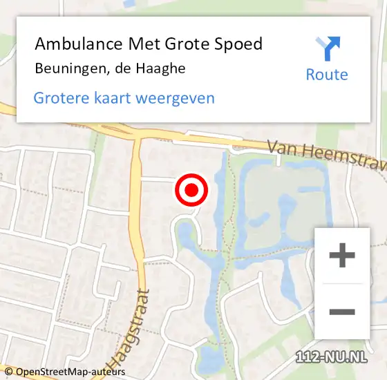 Locatie op kaart van de 112 melding: Ambulance Met Grote Spoed Naar Beuningen, de Haaghe op 5 juli 2021 00:53