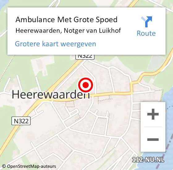 Locatie op kaart van de 112 melding: Ambulance Met Grote Spoed Naar Heerewaarden, Notger van Luikhof op 5 juli 2021 01:50