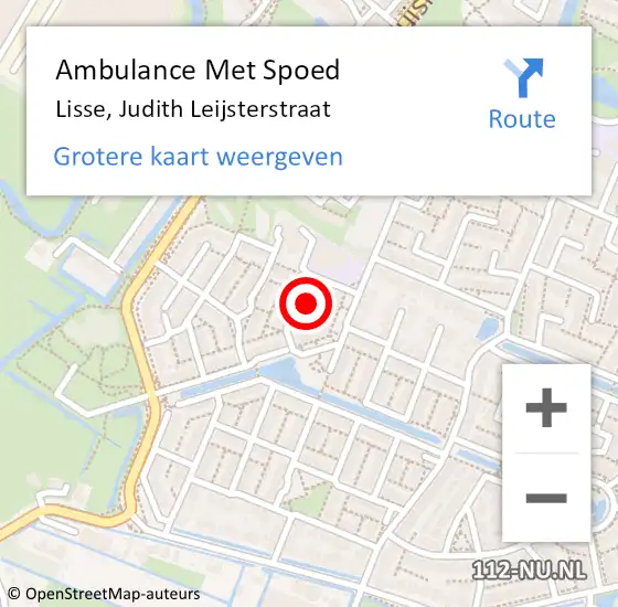 Locatie op kaart van de 112 melding: Ambulance Met Spoed Naar Lisse, Judith Leijsterstraat op 5 juli 2021 02:04