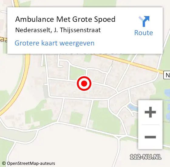 Locatie op kaart van de 112 melding: Ambulance Met Grote Spoed Naar Nederasselt, J. Thijssenstraat op 5 juli 2021 03:52