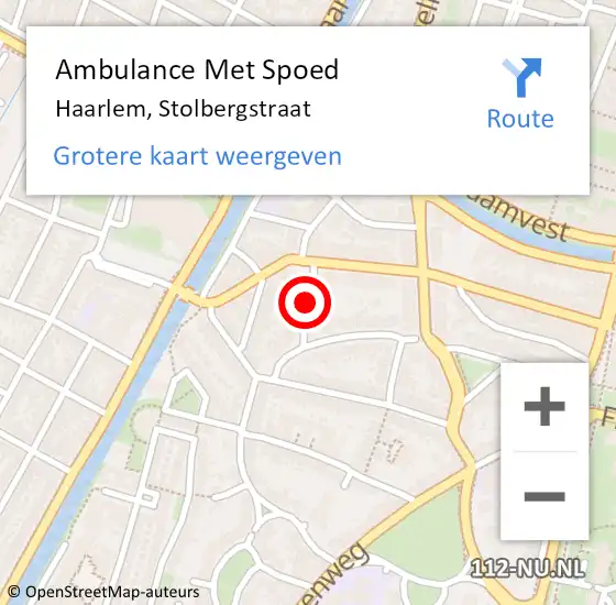 Locatie op kaart van de 112 melding: Ambulance Met Spoed Naar Haarlem, Stolbergstraat op 5 juli 2021 03:53