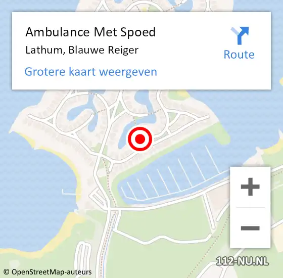 Locatie op kaart van de 112 melding: Ambulance Met Spoed Naar Lathum, Blauwe Reiger op 5 juli 2021 05:32