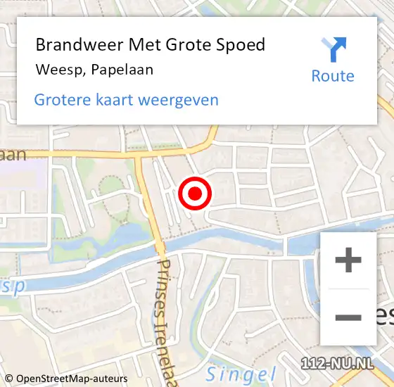 Locatie op kaart van de 112 melding: Brandweer Met Grote Spoed Naar Weesp, Papelaan op 5 juli 2021 06:59