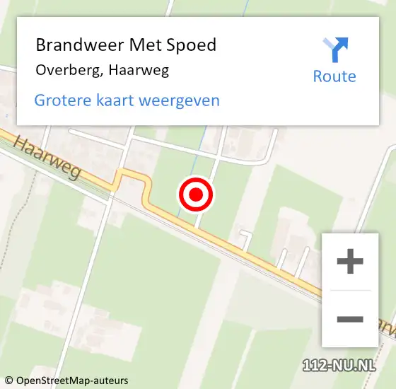 Locatie op kaart van de 112 melding: Brandweer Met Spoed Naar Overberg, Haarweg op 5 juli 2021 07:44