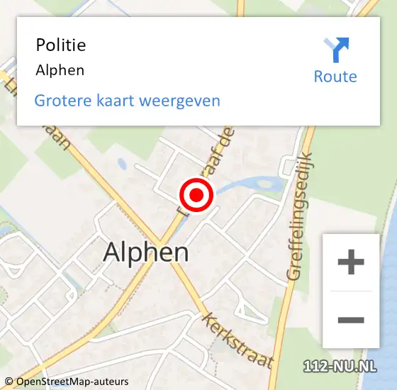 Locatie op kaart van de 112 melding: Politie Alphen op 5 juli 2021 07:49