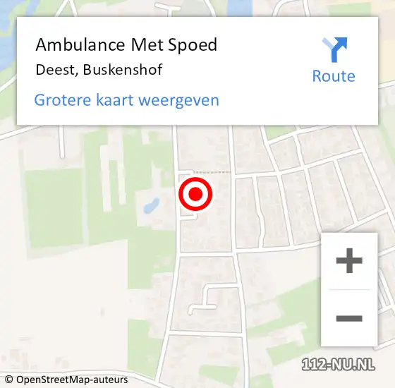 Locatie op kaart van de 112 melding: Ambulance Met Spoed Naar Deest, Buskenshof op 5 juli 2021 08:09