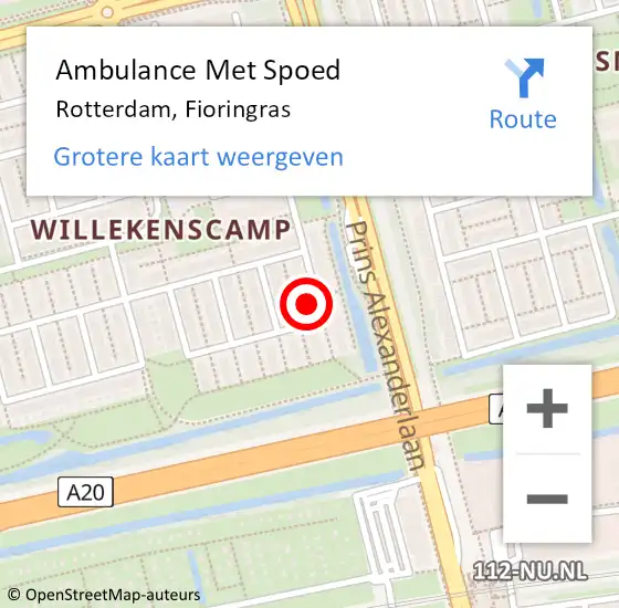Locatie op kaart van de 112 melding: Ambulance Met Spoed Naar Rotterdam, Fioringras op 5 juli 2021 08:22