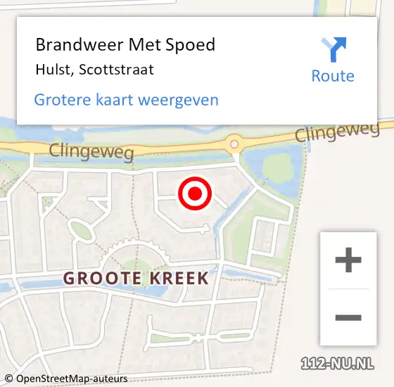 Locatie op kaart van de 112 melding: Brandweer Met Spoed Naar Hulst, Scottstraat op 5 juli 2021 08:37