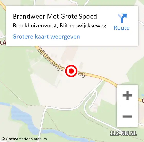 Locatie op kaart van de 112 melding: Brandweer Met Grote Spoed Naar Broekhuizenvorst, Blitterswijckseweg op 5 juli 2021 08:53