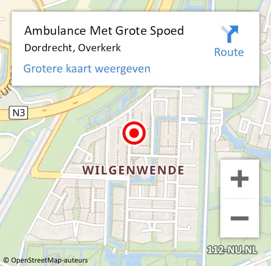 Locatie op kaart van de 112 melding: Ambulance Met Grote Spoed Naar Dordrecht, Overkerk op 5 juli 2021 09:12