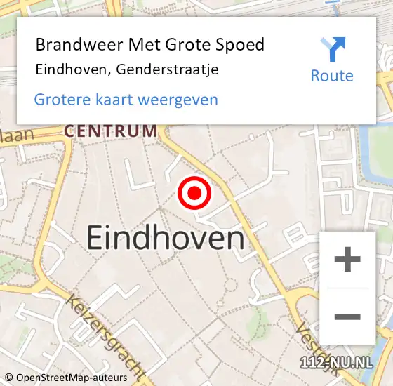 Locatie op kaart van de 112 melding: Brandweer Met Grote Spoed Naar Eindhoven, Genderstraatje op 5 juli 2021 09:22