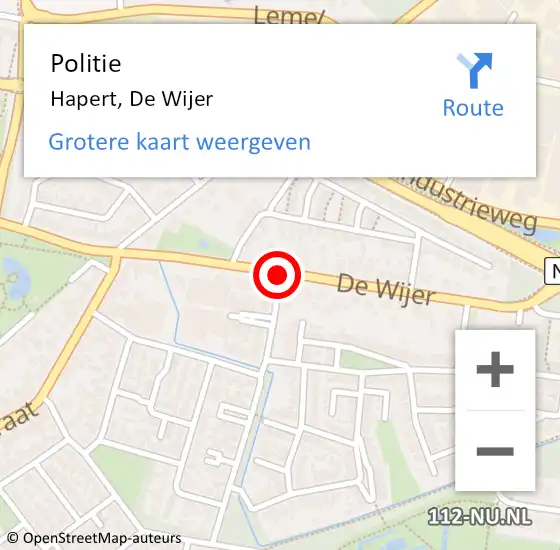 Locatie op kaart van de 112 melding: Politie Hapert, De Wijer op 5 juli 2021 09:35