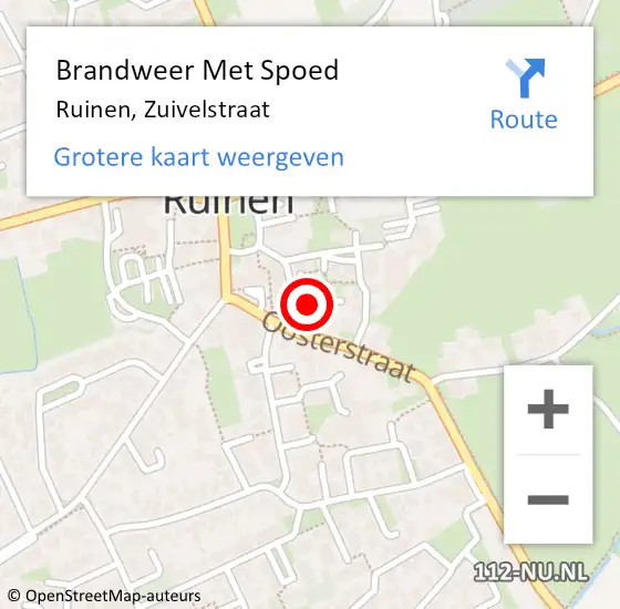 Locatie op kaart van de 112 melding: Brandweer Met Spoed Naar Ruinen, Zuivelstraat op 5 juli 2021 09:44