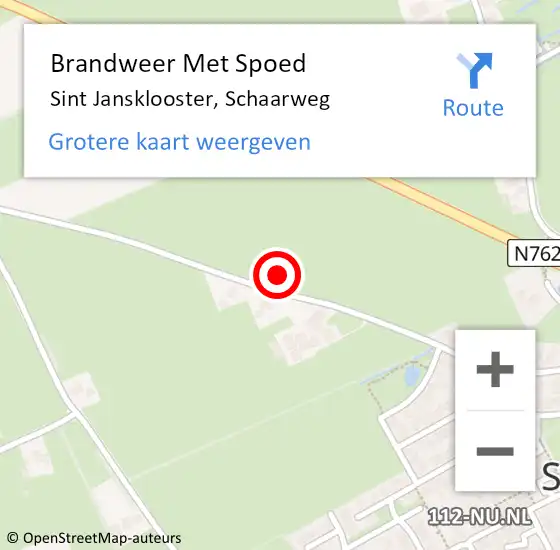 Locatie op kaart van de 112 melding: Brandweer Met Spoed Naar Sint Jansklooster, Schaarweg op 5 juli 2021 09:56