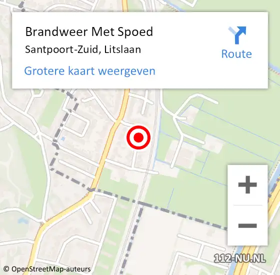 Locatie op kaart van de 112 melding: Brandweer Met Spoed Naar Santpoort-Zuid, Litslaan op 5 juli 2021 09:59