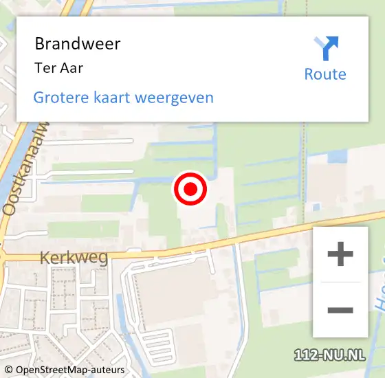 Locatie op kaart van de 112 melding: Brandweer Ter Aar op 5 juli 2021 10:07