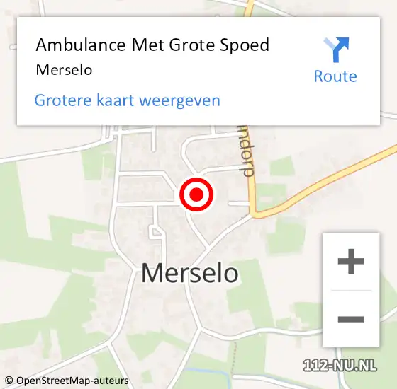 Locatie op kaart van de 112 melding: Ambulance Met Grote Spoed Naar Merselo op 5 juli 2021 10:12