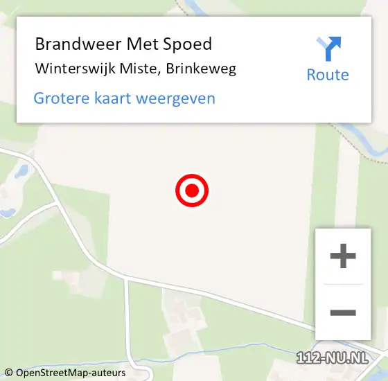 Locatie op kaart van de 112 melding: Brandweer Met Spoed Naar Winterswijk Miste, Brinkeweg op 5 juli 2021 11:02