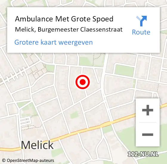 Locatie op kaart van de 112 melding: Ambulance Met Grote Spoed Naar Melick, Burgemeester Claessenstraat op 5 juli 2021 11:06