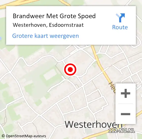 Locatie op kaart van de 112 melding: Brandweer Met Grote Spoed Naar Westerhoven, Esdoornstraat op 5 juli 2021 11:11