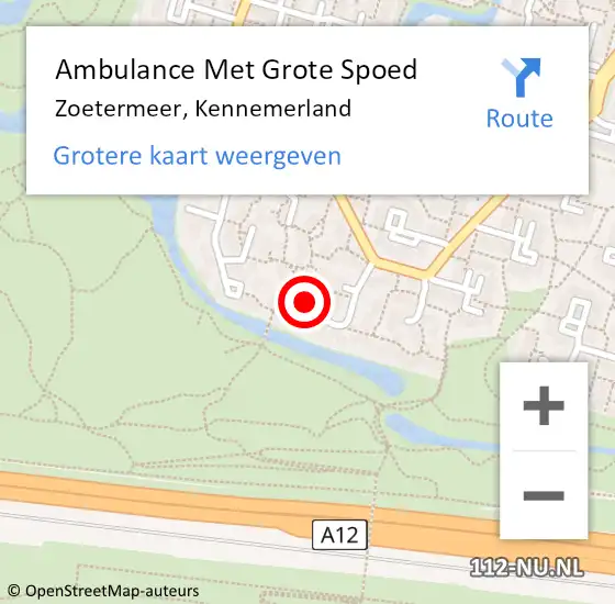 Locatie op kaart van de 112 melding: Ambulance Met Grote Spoed Naar Zoetermeer, Kennemerland op 5 juli 2021 11:16