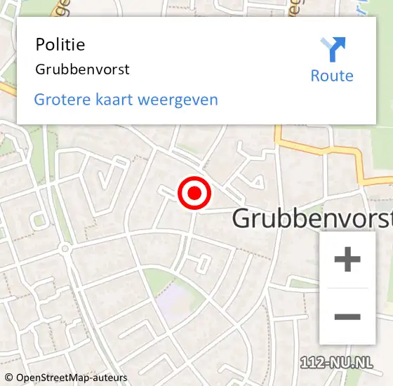 Locatie op kaart van de 112 melding: Politie Grubbenvorst op 5 juli 2021 11:23